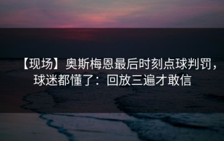 【现场】奥斯梅恩最后时刻点球判罚，球迷都懂了：回放三遍才敢信