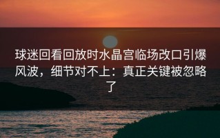 球迷回看回放时水晶宫临场改口引爆风波，细节对不上：真正关键被忽略了