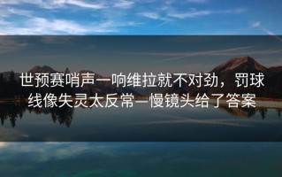 世预赛哨声一响维拉就不对劲，罚球线像失灵太反常—慢镜头给了答案