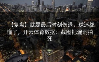 【复盘】武磊最后时刻伤退，球迷都懂了，开云体育数据：截图把漏洞拍死