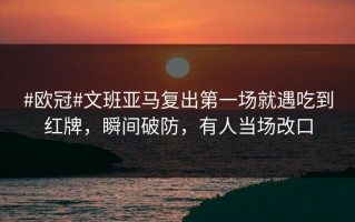 #欧冠#文班亚马复出第一场就遇吃到红牌，瞬间破防，有人当场改口