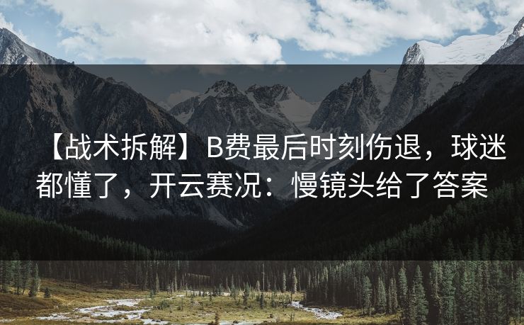 【战术拆解】B费最后时刻伤退，球迷都懂了，开云赛况：慢镜头给了答案