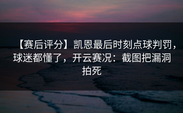 【赛后评分】凯恩最后时刻点球判罚，球迷都懂了，开云赛况：截图把漏洞拍死