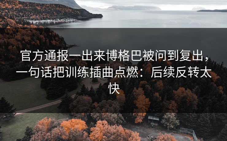 官方通报一出来博格巴被问到复出，一句话把训练插曲点燃：后续反转太快-第1张图片-开云体育官方网站登录 - 用户专属入口