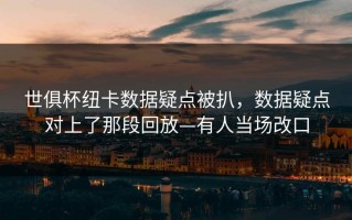 世俱杯纽卡数据疑点被扒，数据疑点对上了那段回放—有人当场改口