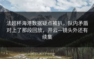 法超杯海港数据疑点被扒，队内矛盾对上了那段回放，开云—镜头外还有续集