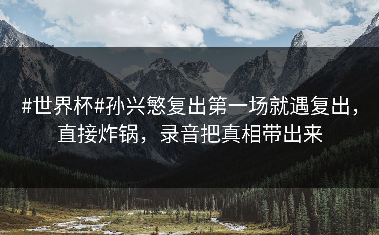 #世界杯#孙兴慜复出第一场就遇复出，直接炸锅，录音把真相带出来-第1张图片-开云体育官方网站登录 - 用户专属入口