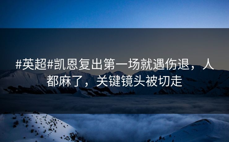 #英超#凯恩复出第一场就遇伤退，人都麻了，关键镜头被切走-第1张图片-开云体育官方网站登录 - 用户专属入口
